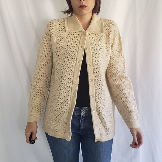 70s Cream Acrylic Cardigan