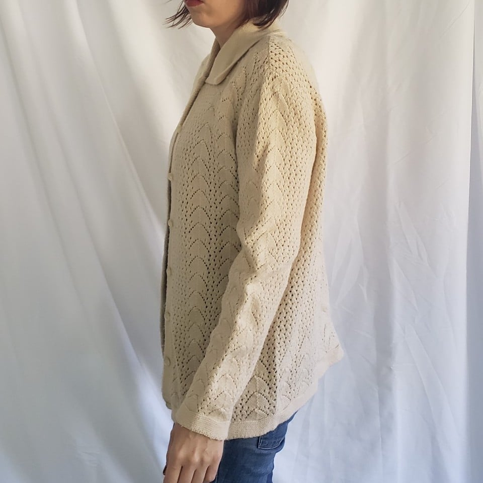 70s Cream Acrylic Cardigan