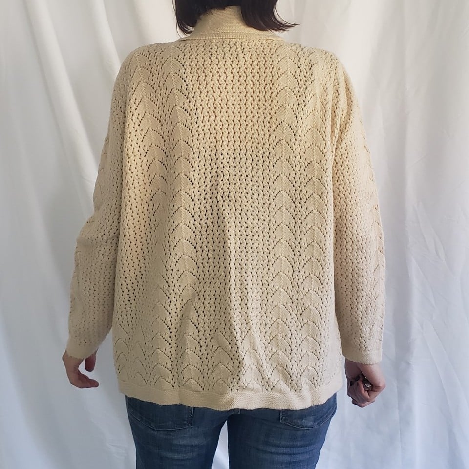 70s Cream Acrylic Cardigan