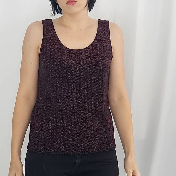 Y2K Black and Red Sparkly Top
