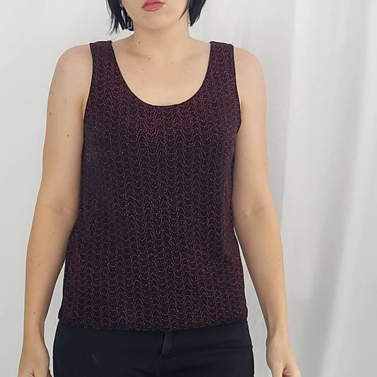 Y2K Black and Red Sparkly Top