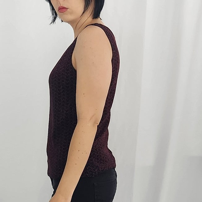 Y2K Black and Red Sparkly Top