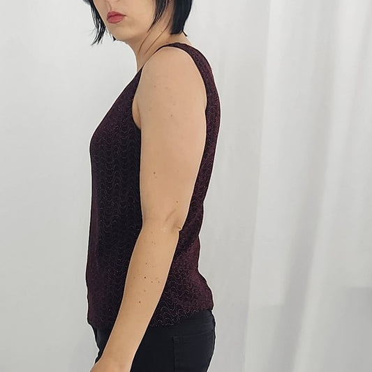 Y2K Black and Red Sparkly Top
