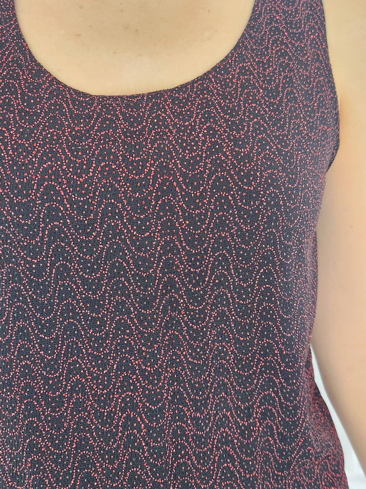 Y2K Black and Red Sparkly Top