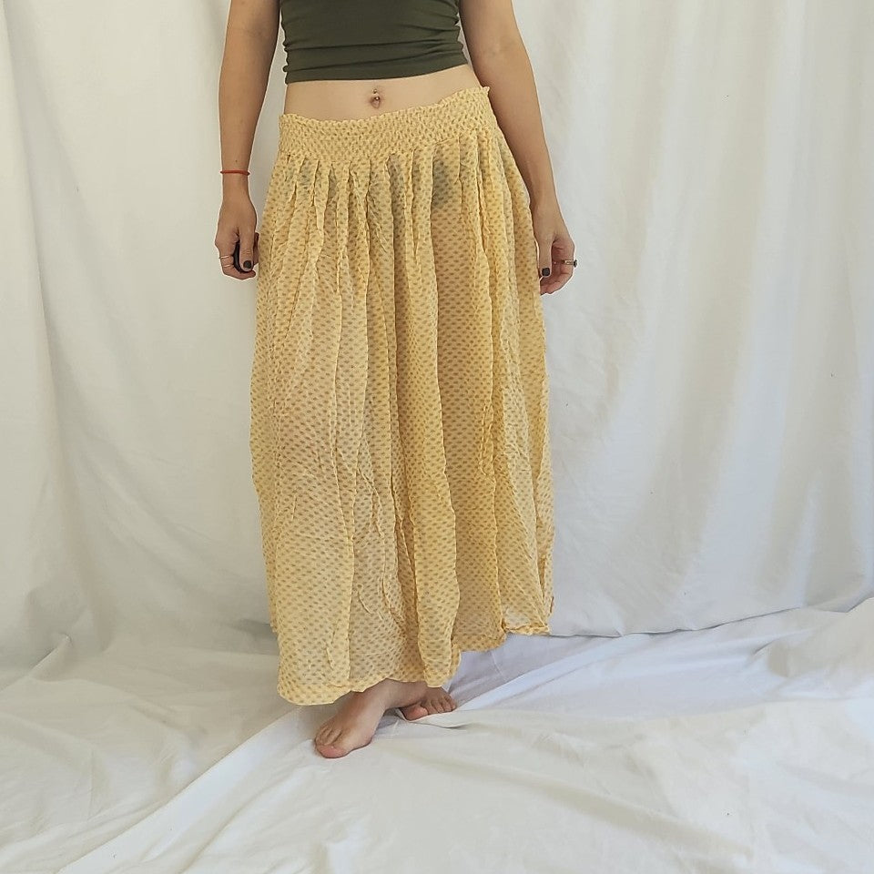 Y2K Sheer Yellow Rayon Maxi Skirt