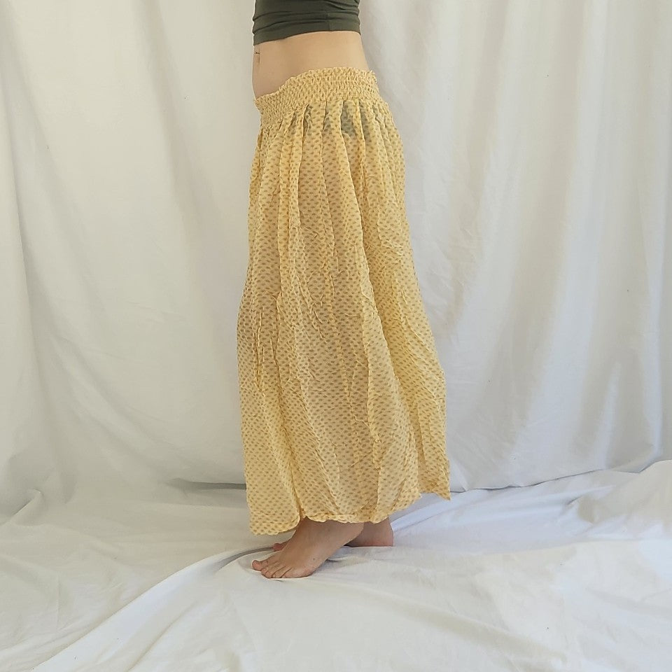 Y2K Sheer Yellow Rayon Maxi Skirt