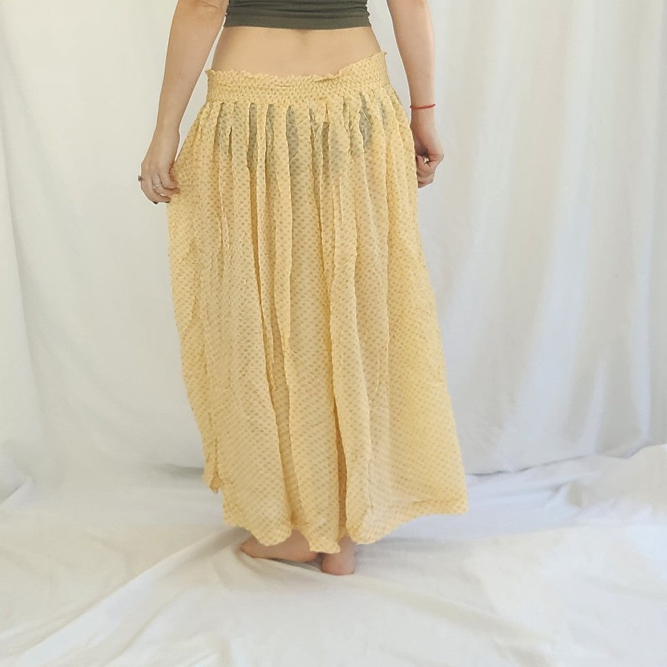 Y2K Sheer Yellow Rayon Maxi Skirt