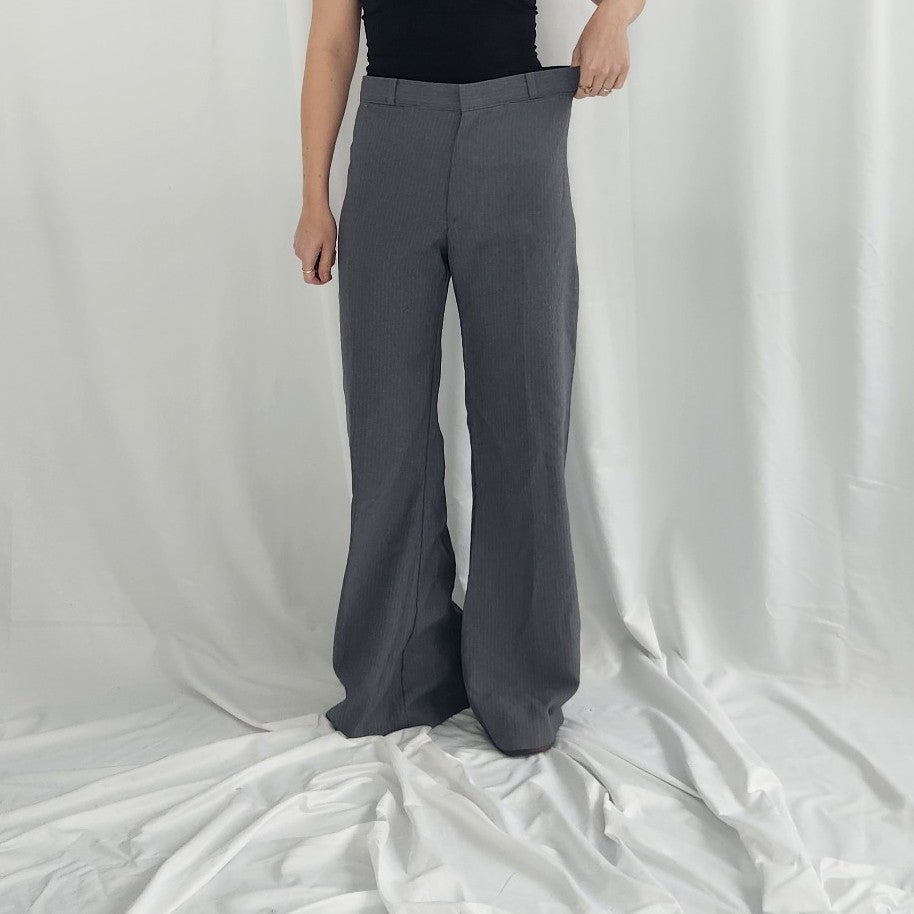 70s Gray Pinstripe Wide Leg Pants