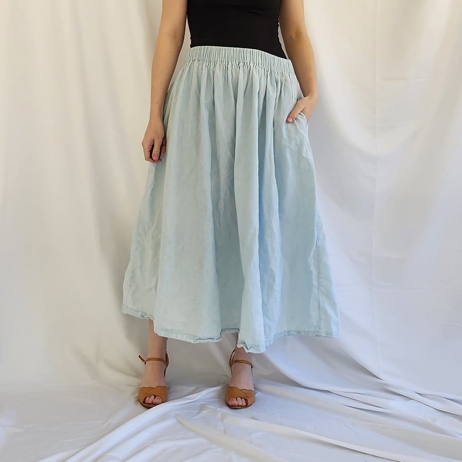 90s Guess Blue Cotton Maxi Skirt
