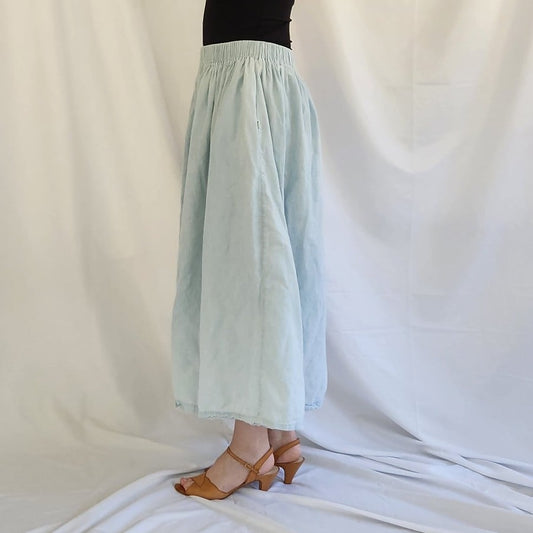 90s Guess Blue Cotton Maxi Skirt