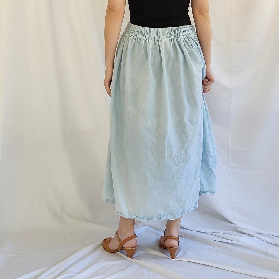 90s Guess Blue Cotton Maxi Skirt