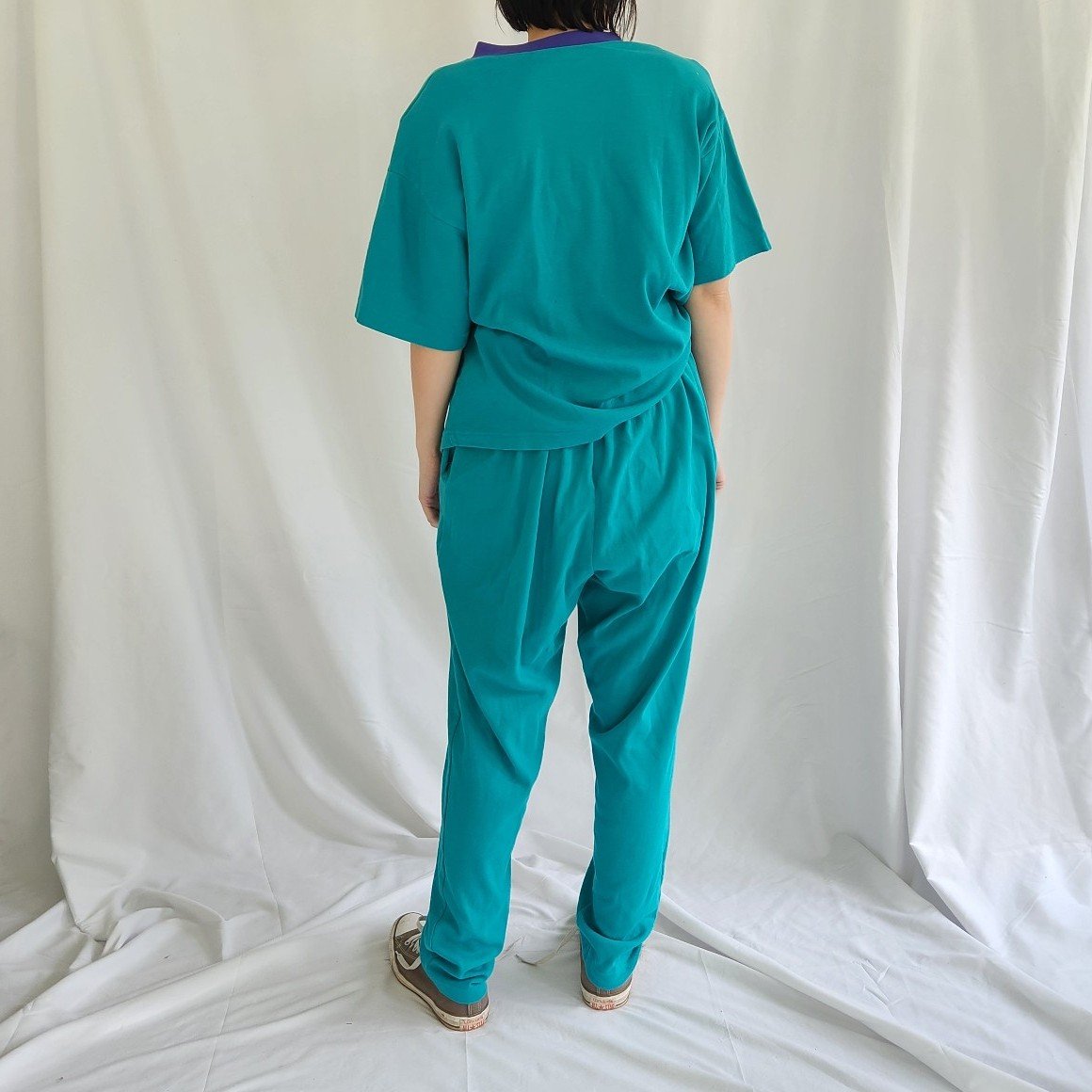 80s/90s Teal and Purple Tee and Pants Set