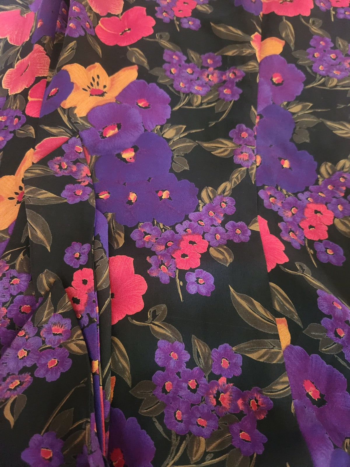 90s Liz Claiborne Purple, Red, and Orange Floral Dress