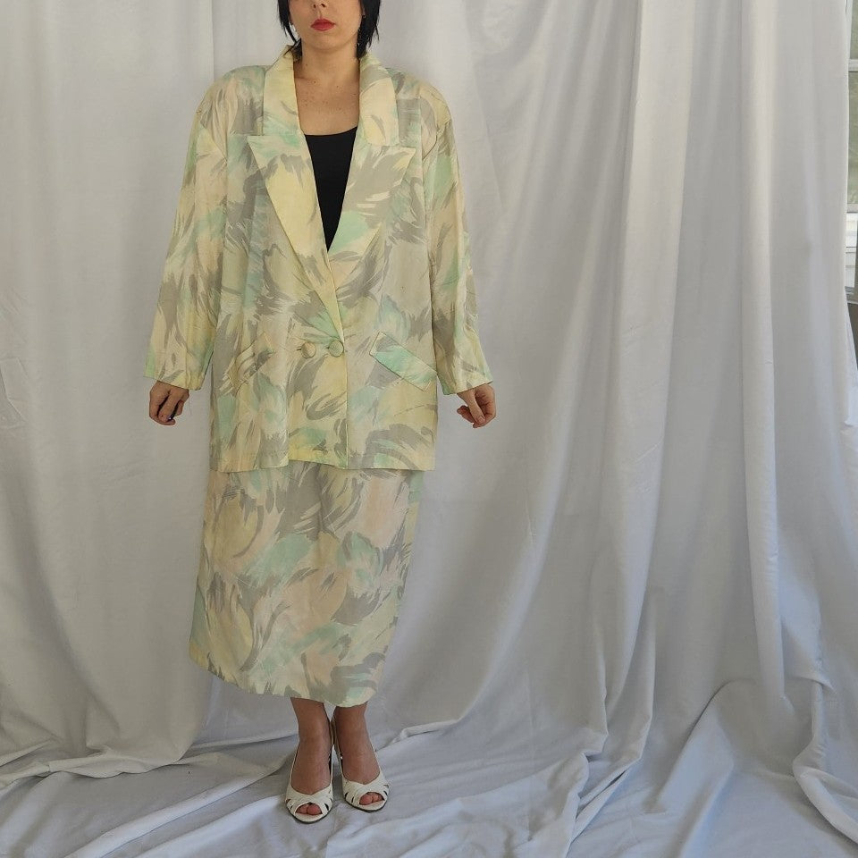 80s Pastel Skirt Suit