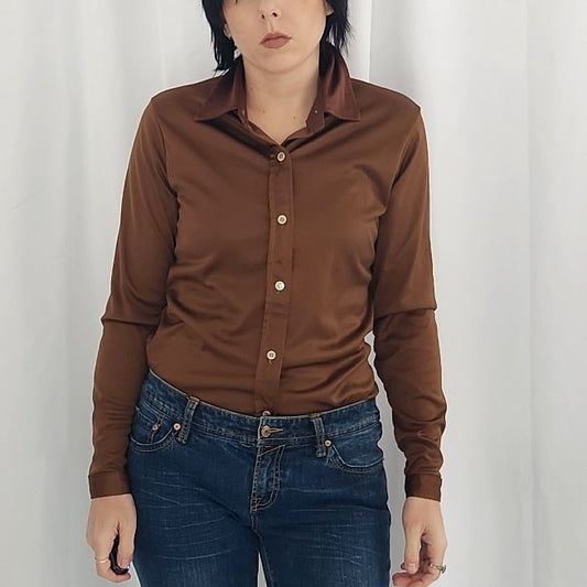70s/80s Brown Button Down Shirt
