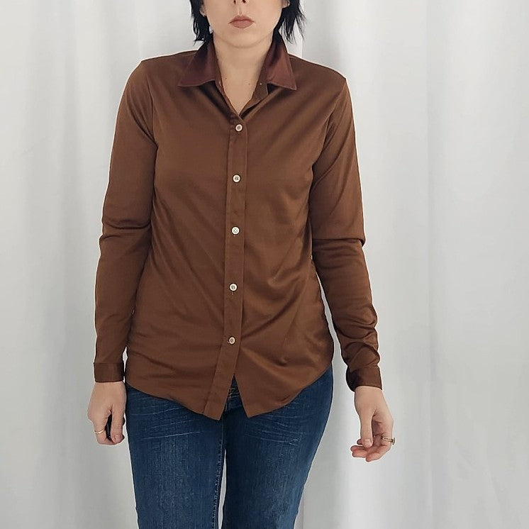 70s/80s Brown Button Down Shirt