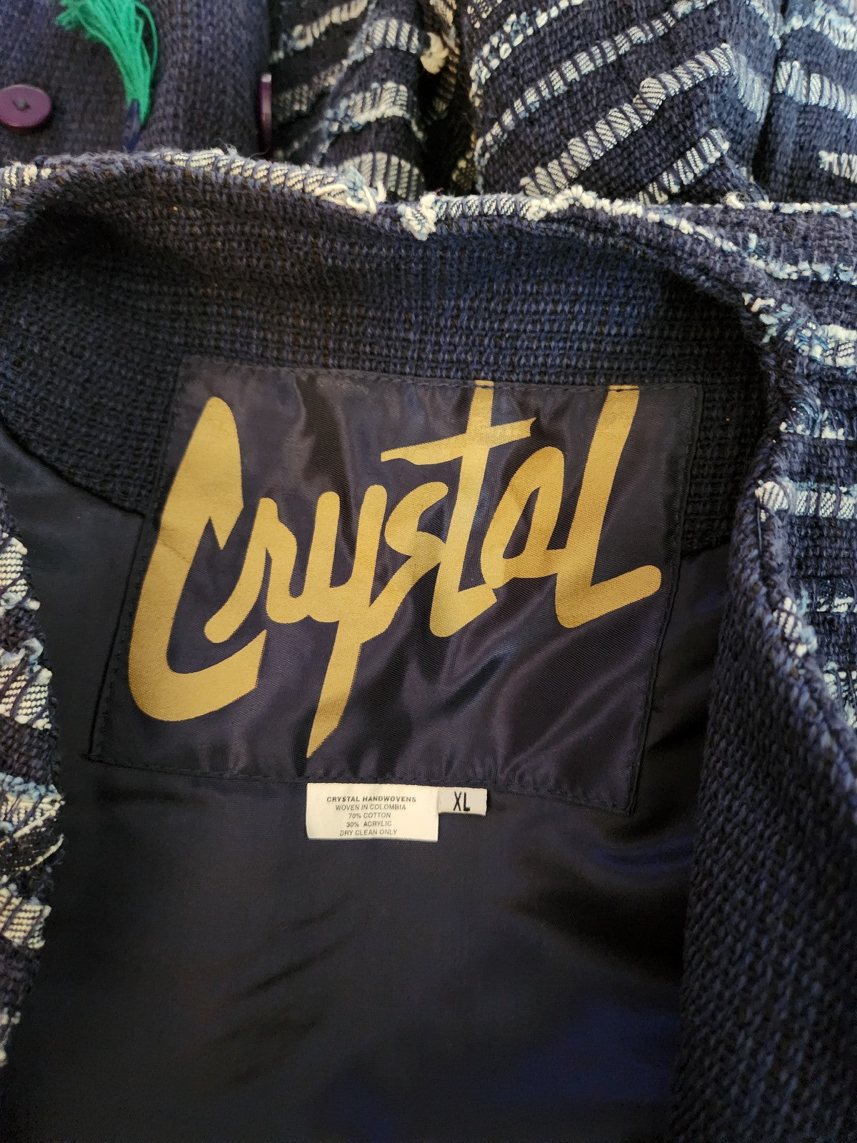 90s Funky Blue Hand Woven Jacket