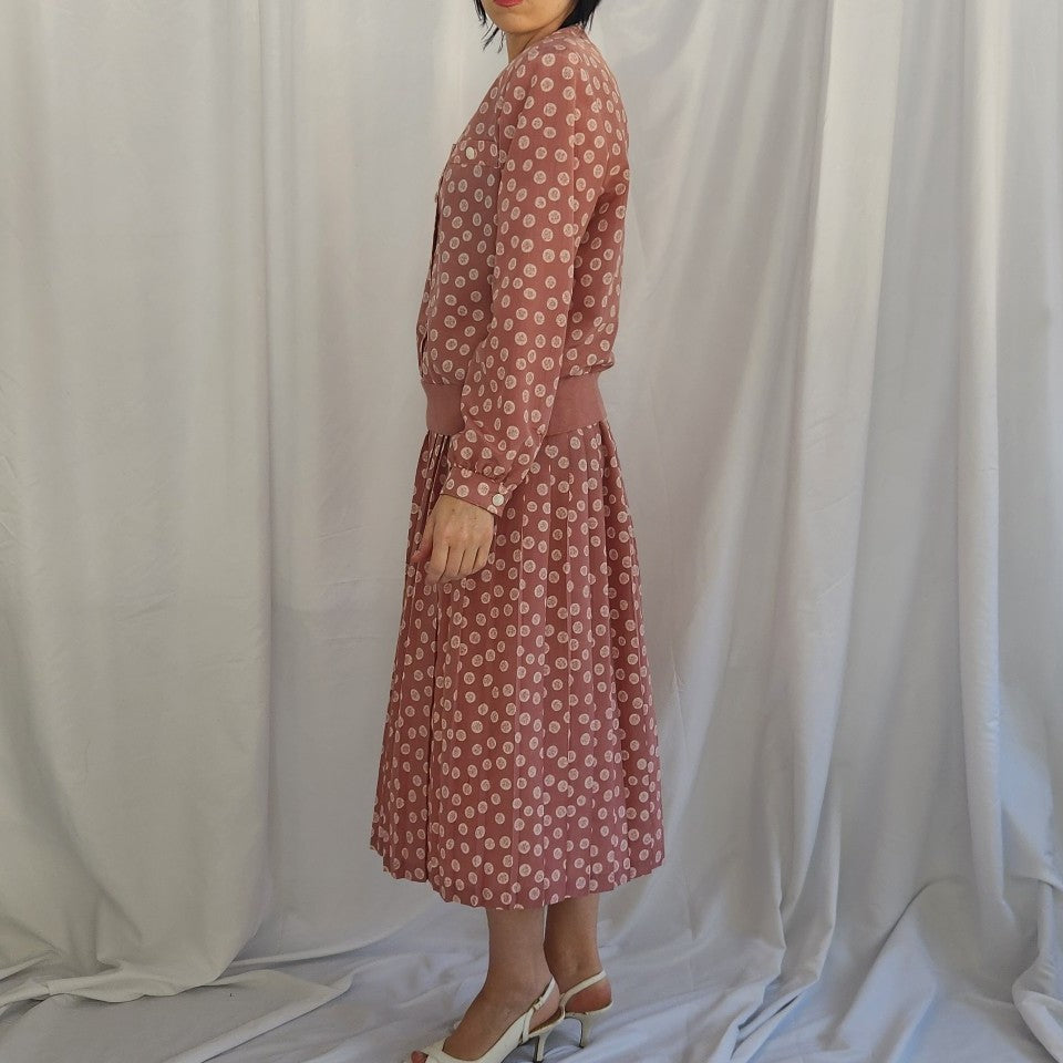 80s Pink Polka Dot Skirt Set