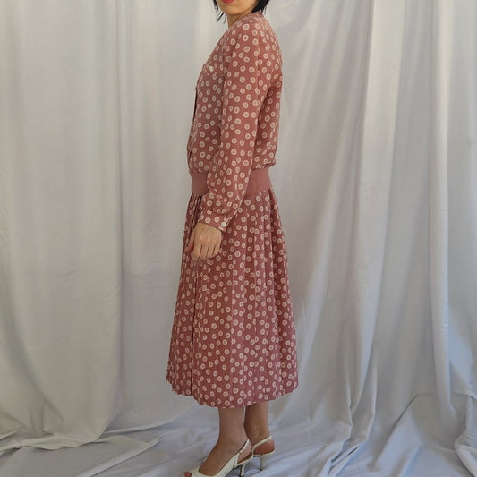 80s Pink Polka Dot Skirt Set