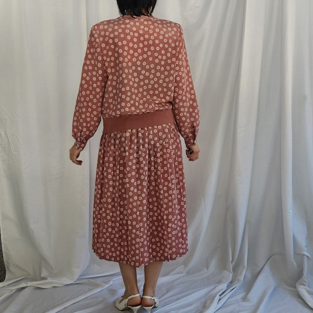80s Pink Polka Dot Skirt Set