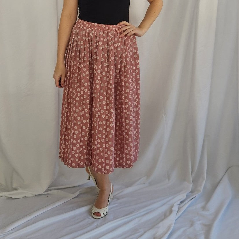 80s Pink Polka Dot Skirt Set