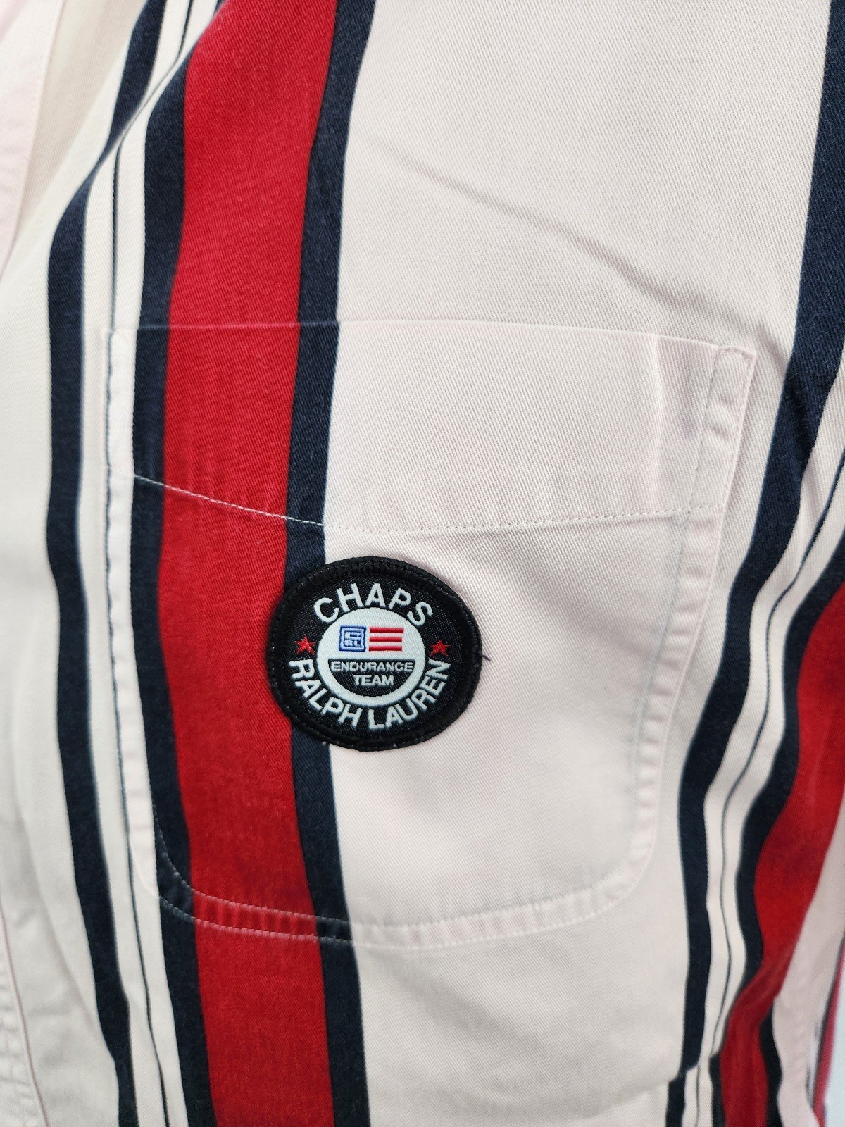 90s Chaps Ralph Lauren Red and White Striped Cotton Button Down