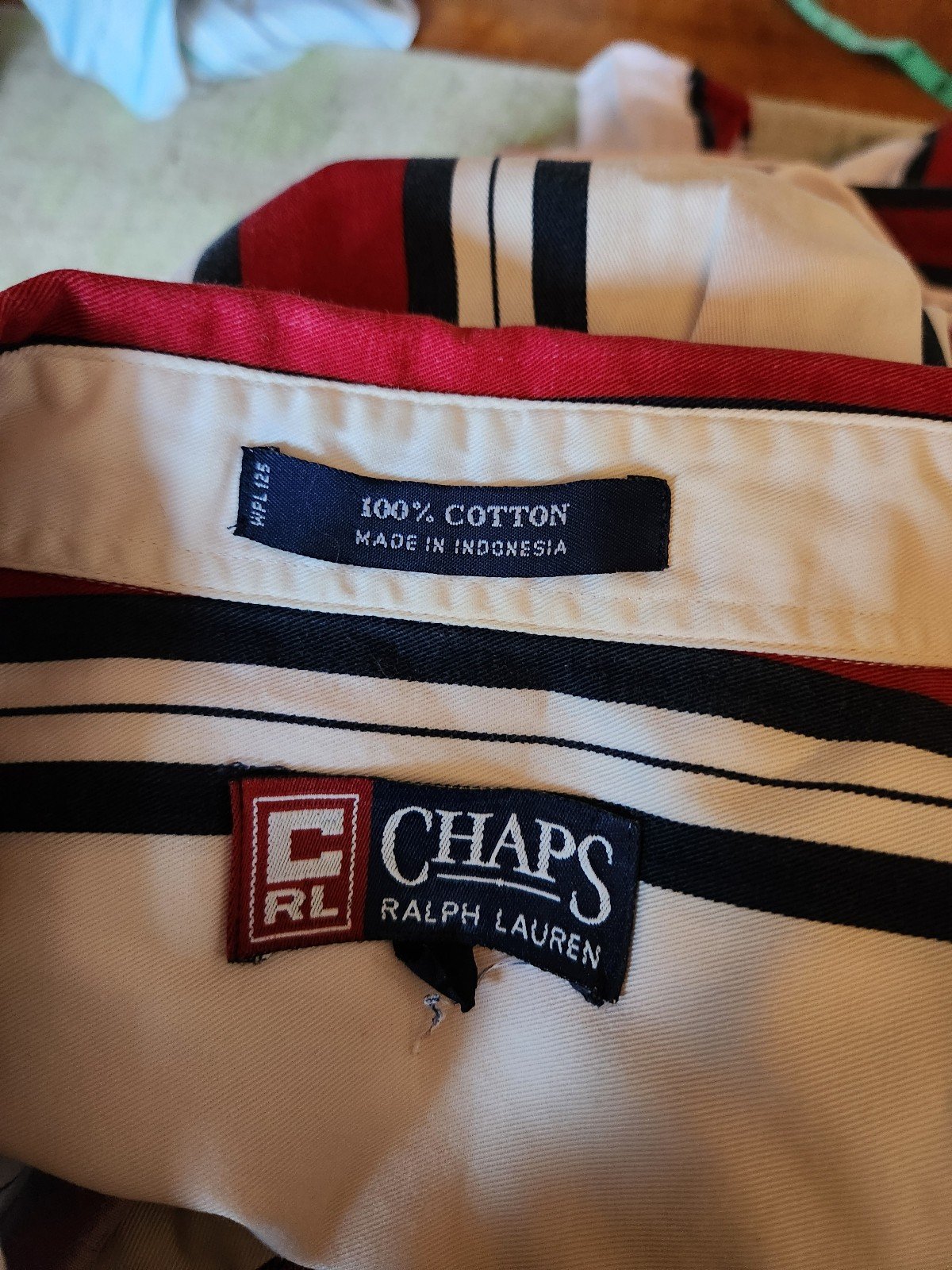 90s Chaps Ralph Lauren Red and White Striped Cotton Button Down