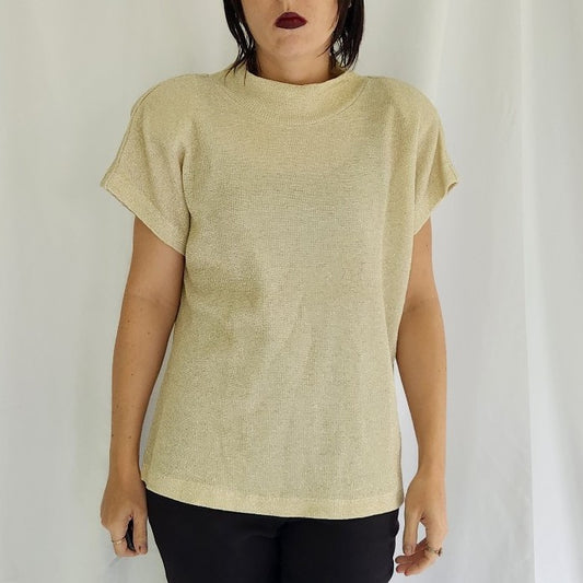 90s Gold Mock Neck Knit Top
