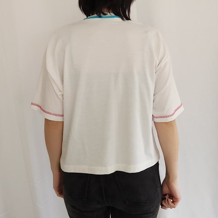 90s White and Pink Boxy Tee