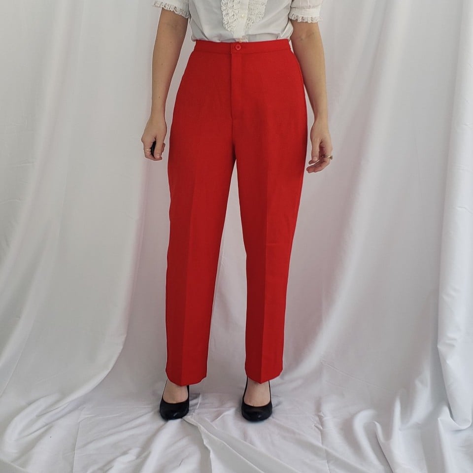 70s Red Pleated Trousers