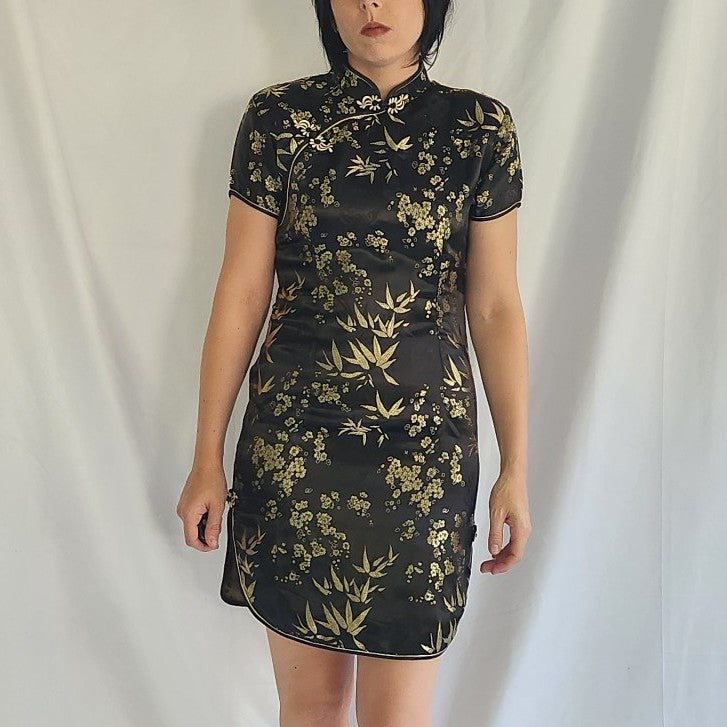 90s Black and Gold Cheongsam