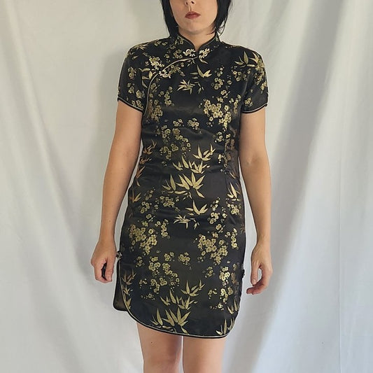 90s Black and Gold Cheongsam