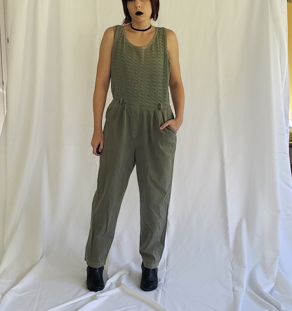 90s Sage Green Jumpsuit