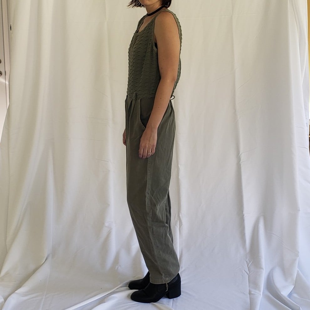 90s Sage Green Jumpsuit