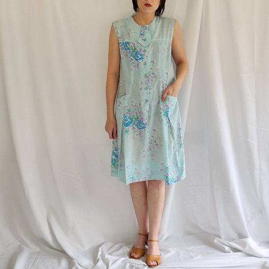 70s Blue and Purple Floral Sundress