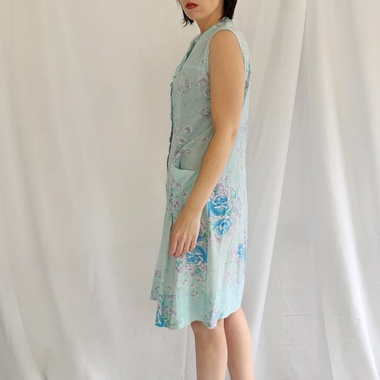 70s Blue and Purple Floral Sundress