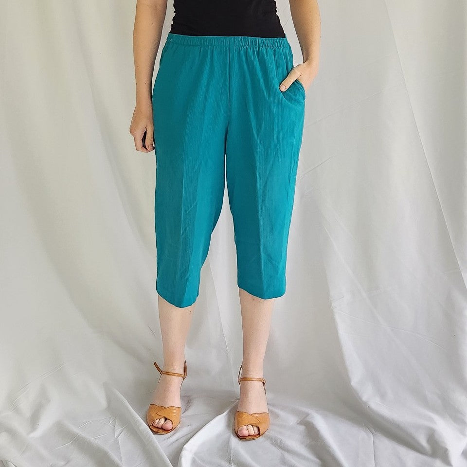 90s/00s Teal Rayon Capri Pants