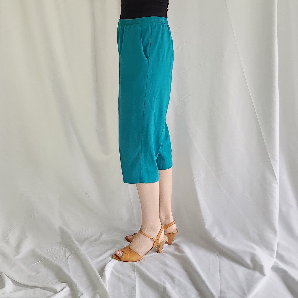 90s/00s Teal Rayon Capri Pants