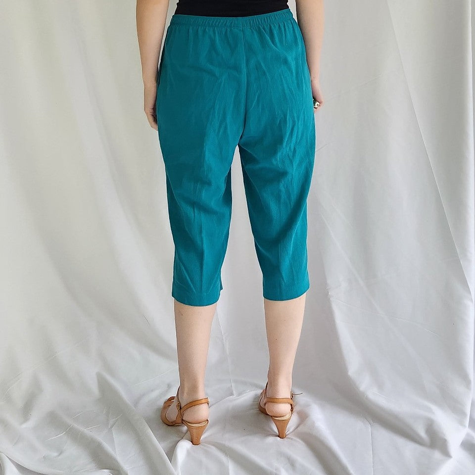 90s/00s Teal Rayon Capri Pants