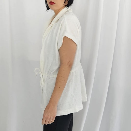 70s/80s White Terrycloth Robe Top
