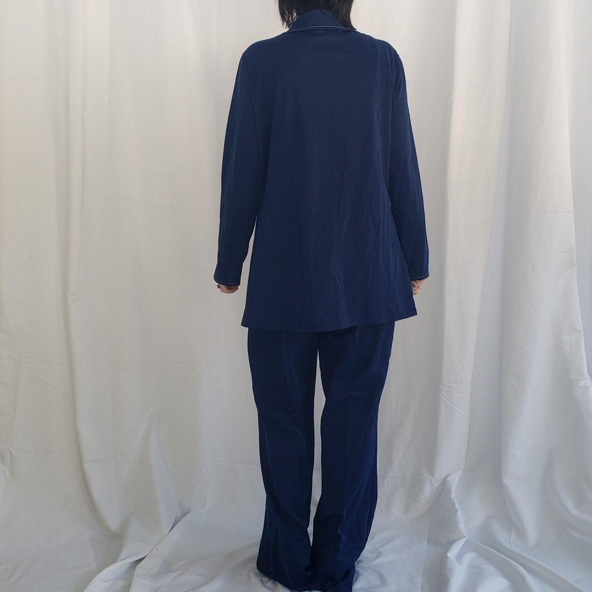70s Blue Polyester Pants and Shirt Set