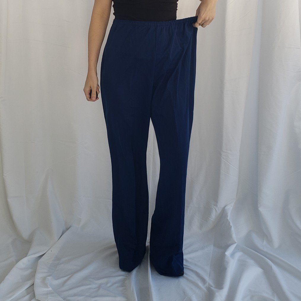 70s Blue Polyester Pants and Shirt Set