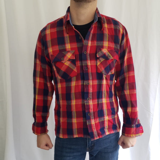 Vintage Red, Yellow, and Blue Flannel