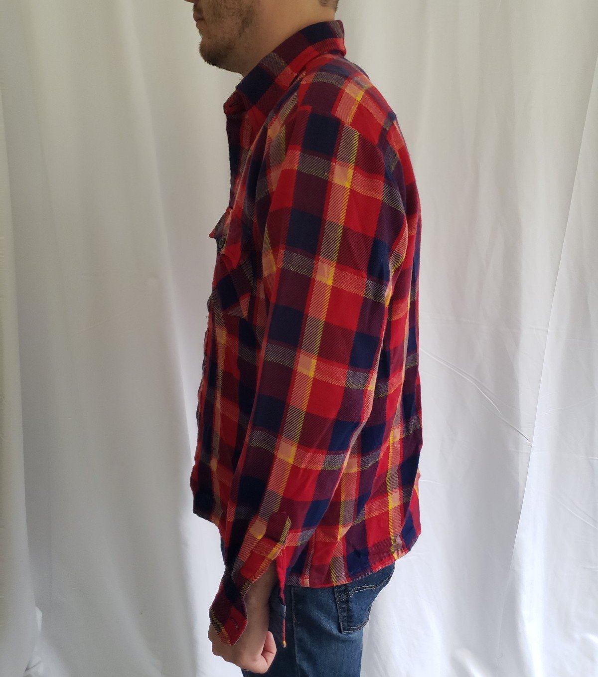 Vintage Red, Yellow, and Blue Flannel