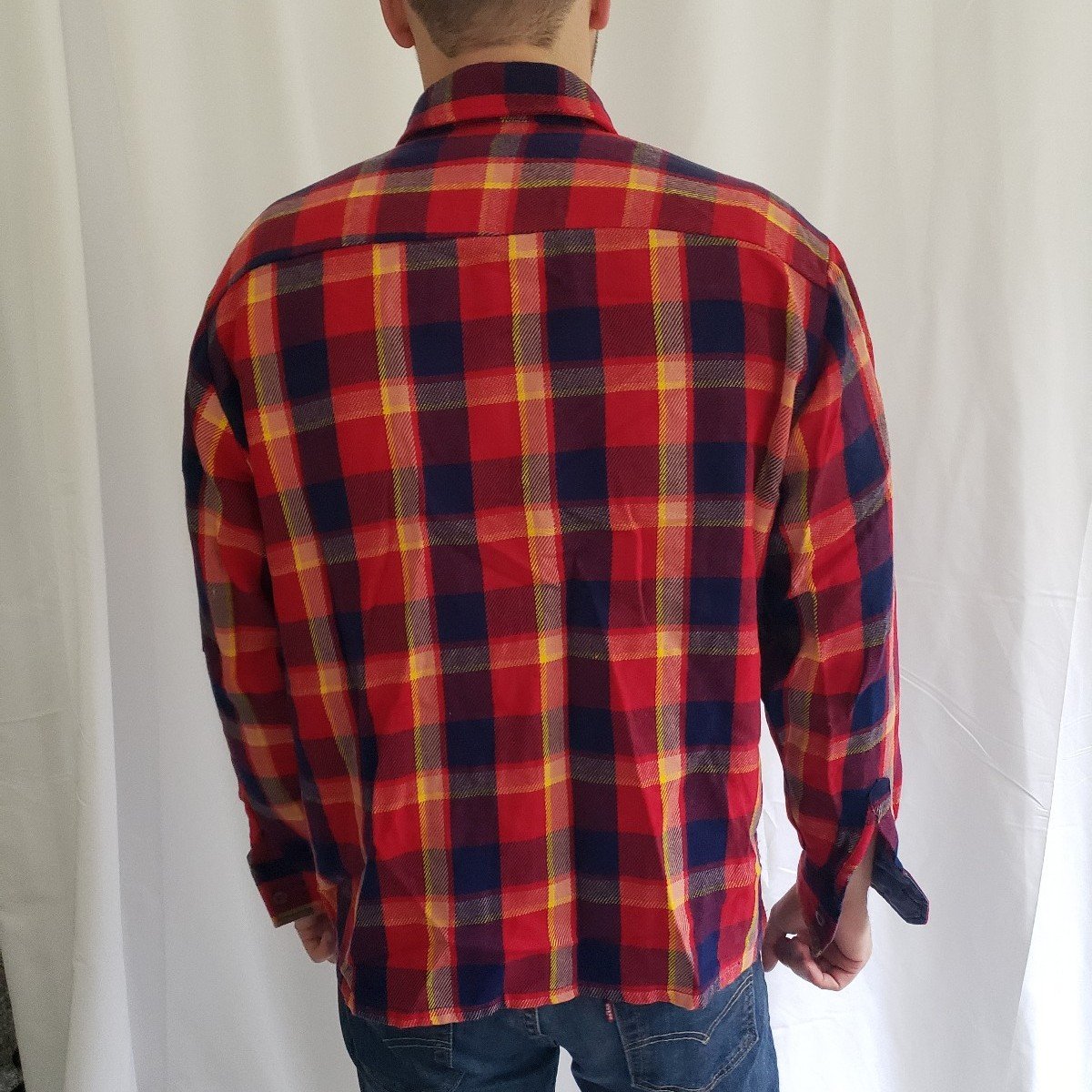 Vintage Red, Yellow, and Blue Flannel