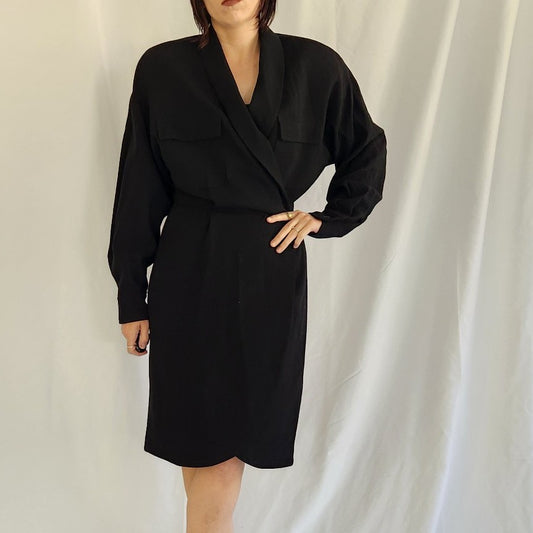 80s/90s Black Wrap Dress