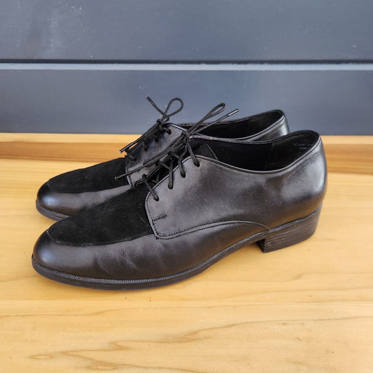 Vintage Black Leather Oxfords