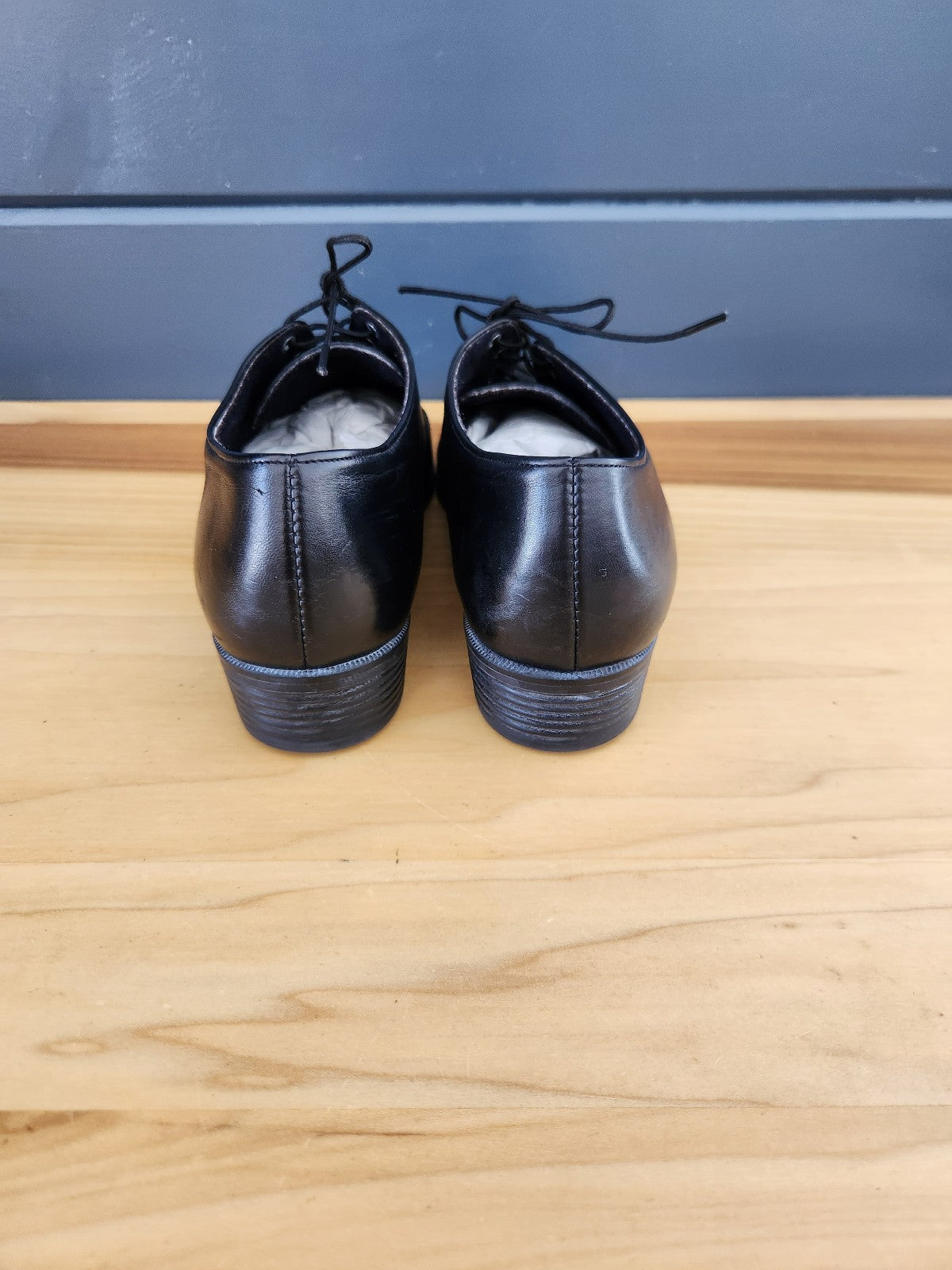 Vintage Black Leather Oxfords