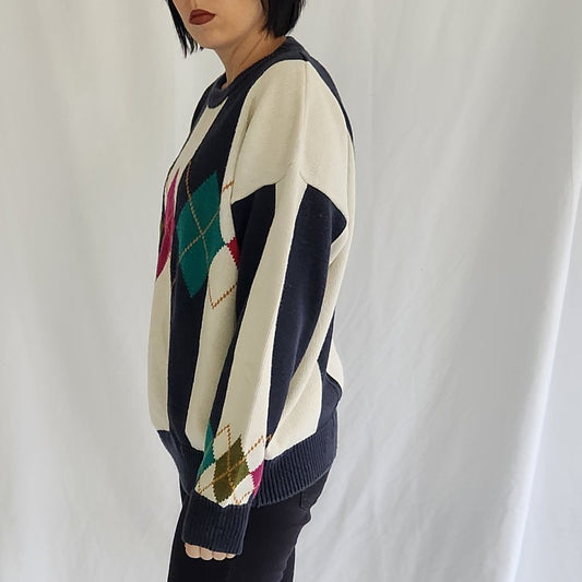 90s Argyle and Stripes Sweater