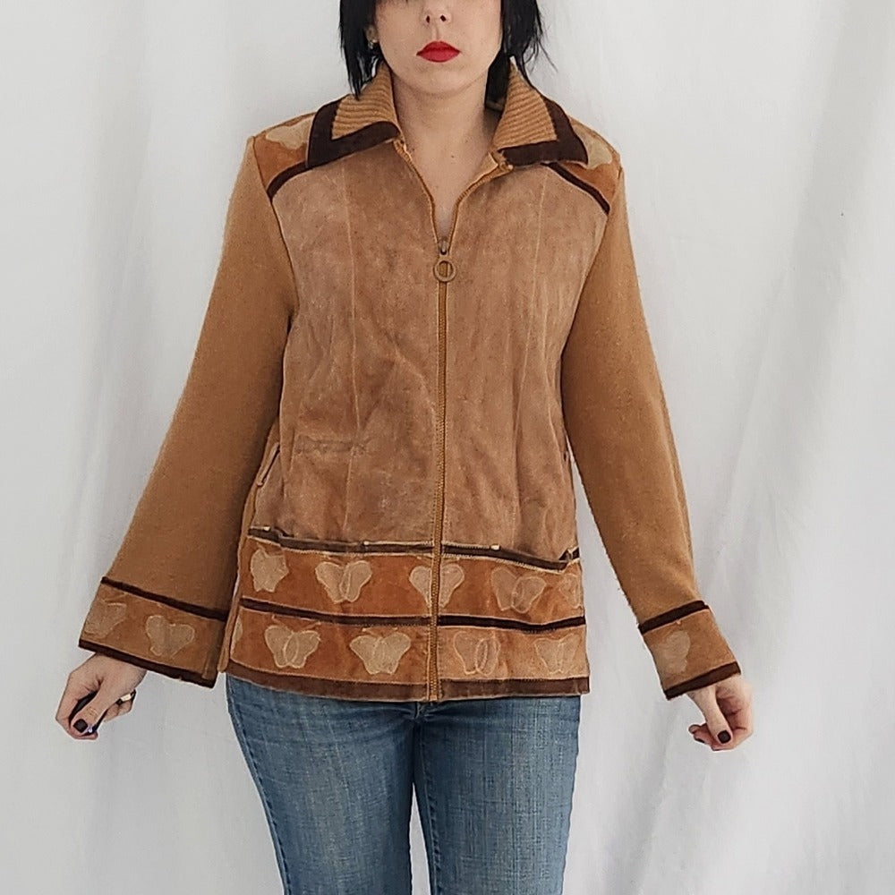 70s Kmart Suede n Knit Butterfly Jacket